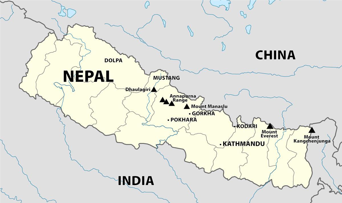 Індыя Непал межы карты