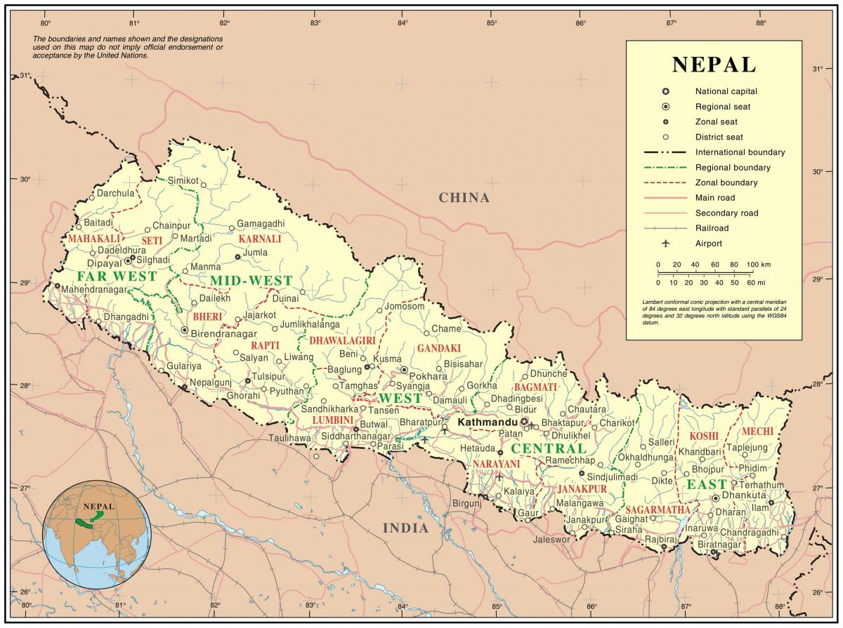 Індыя Непал мяжы дарожнай карты