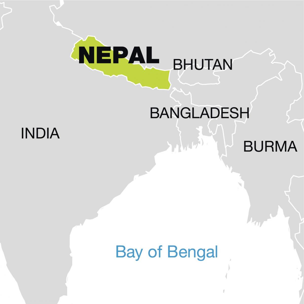 карта свету, якая паказвае Непал
