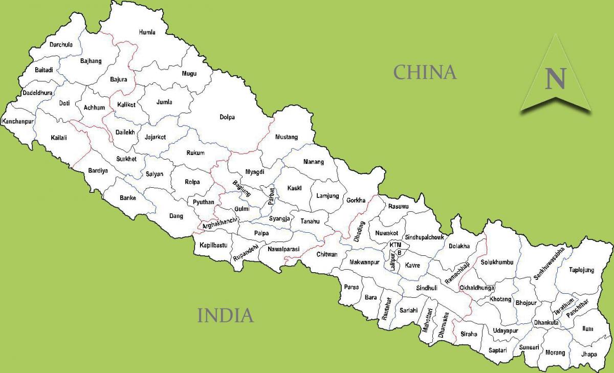 Непал карта з гарадамі
