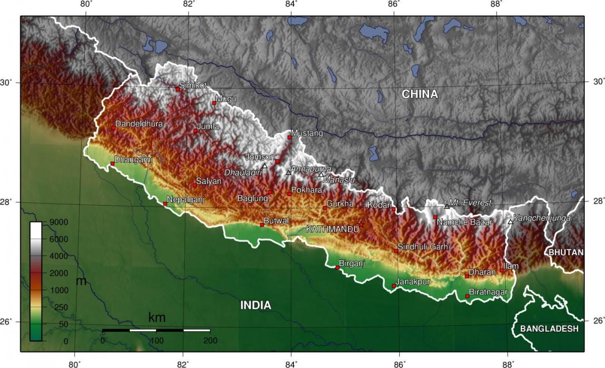 Карта спадарожнік Непал