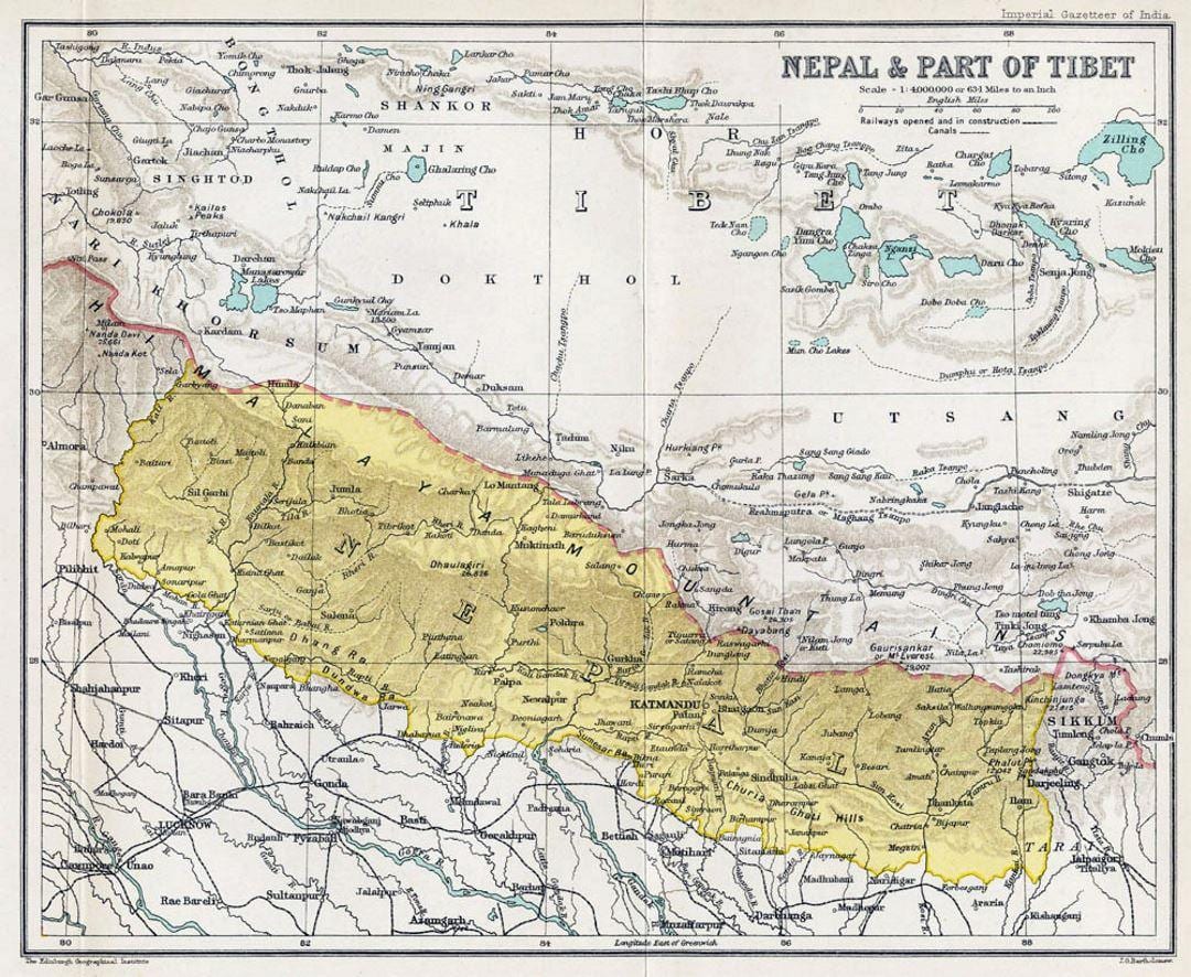 вельмі старая карта Непала